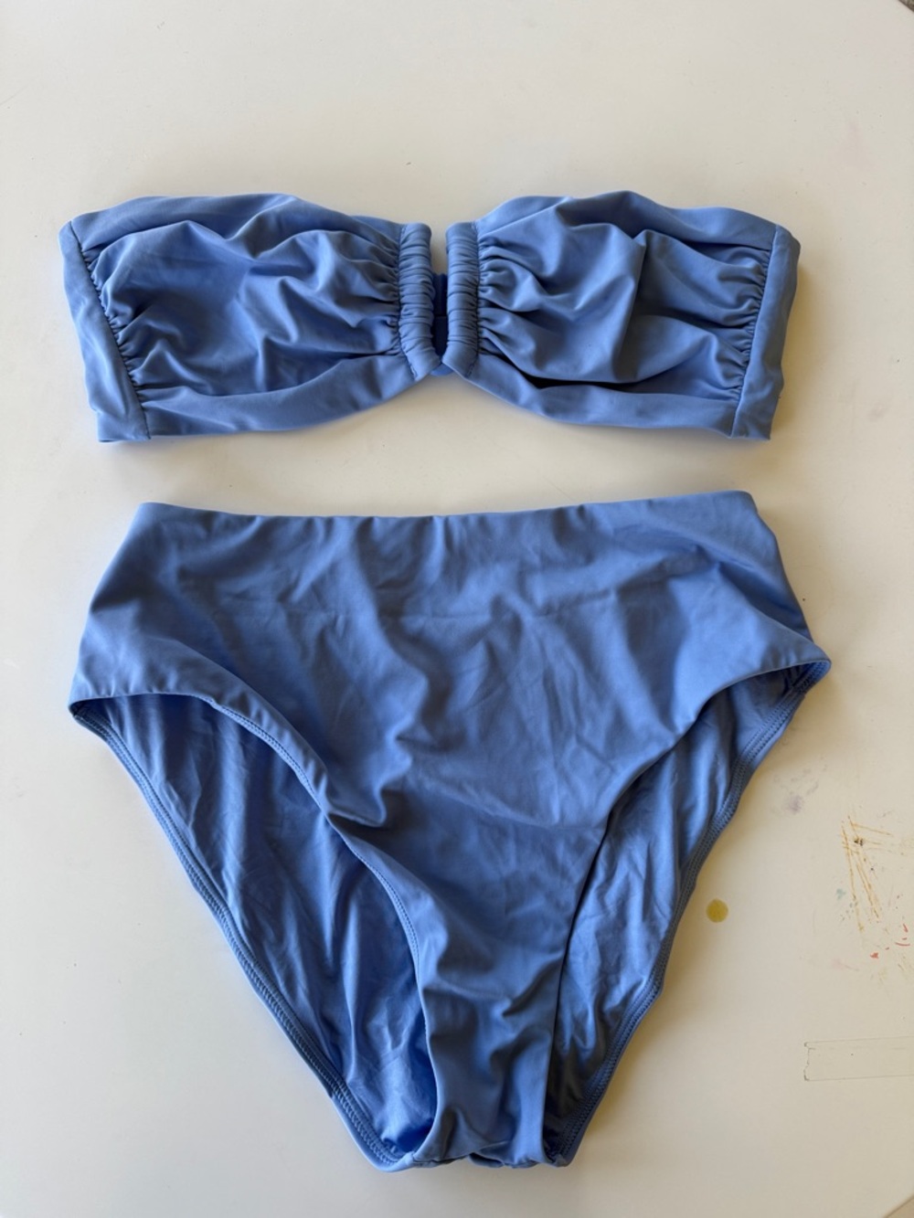 CUUP Blue Bandeau High-Waist Bikini Set